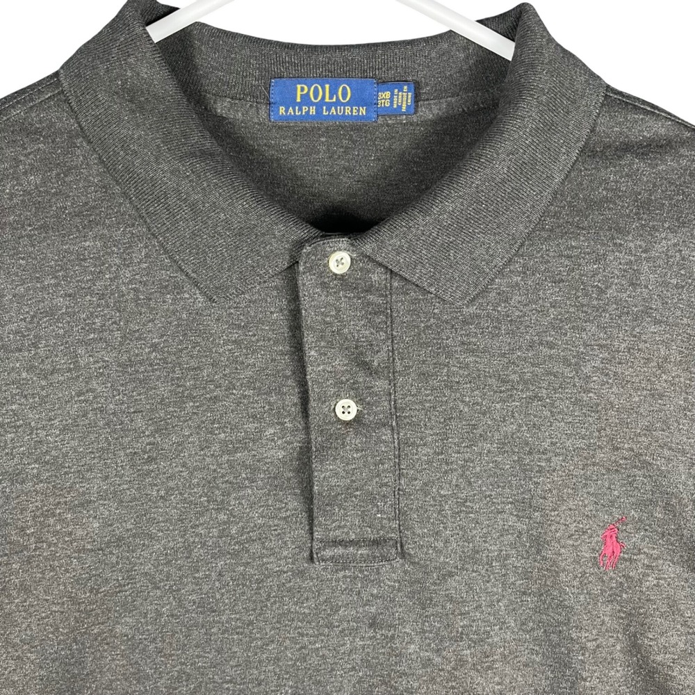 Polo Ralph Lauren Polo Shirt Mens 3XB Gray Short Sleeve Pink Pony Soft Cotton
